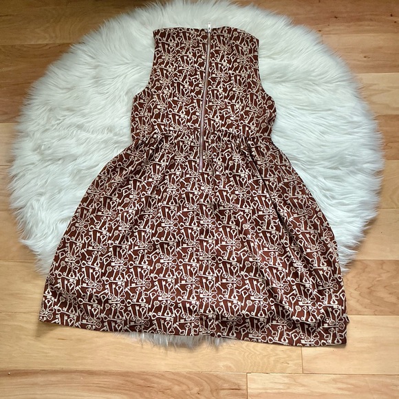 Fossil Sleeveless Key Pattern Scoop Neck Mini Dress Size Medium - Picture 2 of 9